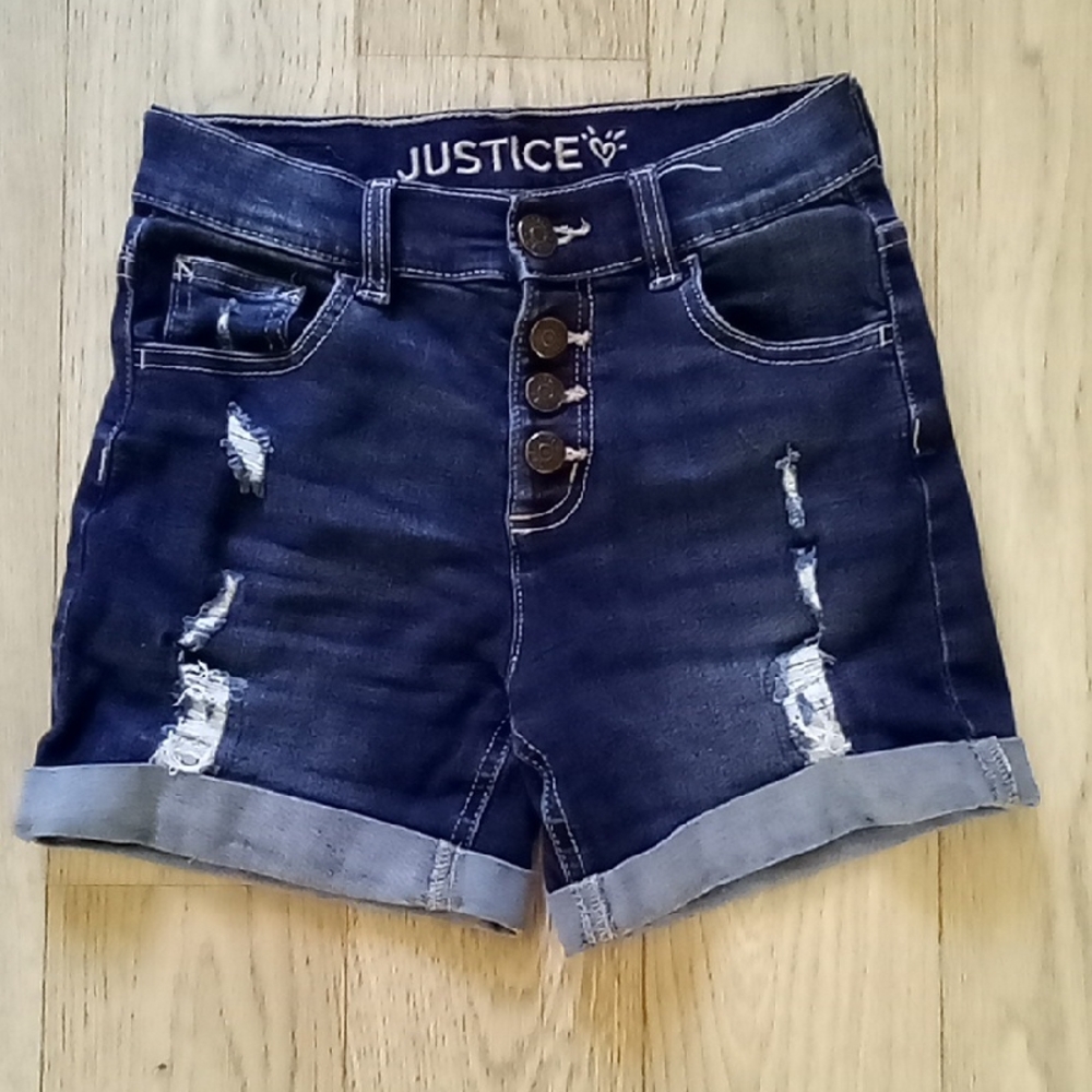 Justice Kids Dark Denim Distressed Shorts